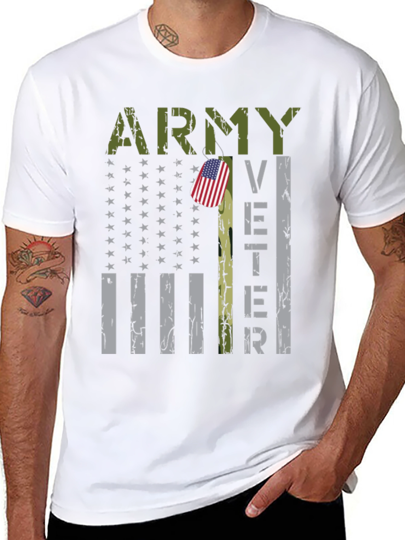 Camiseta Negra Militar Veterano del Ejército USA