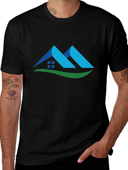 Camiseta Negra con Diseño de Casa Abstracta