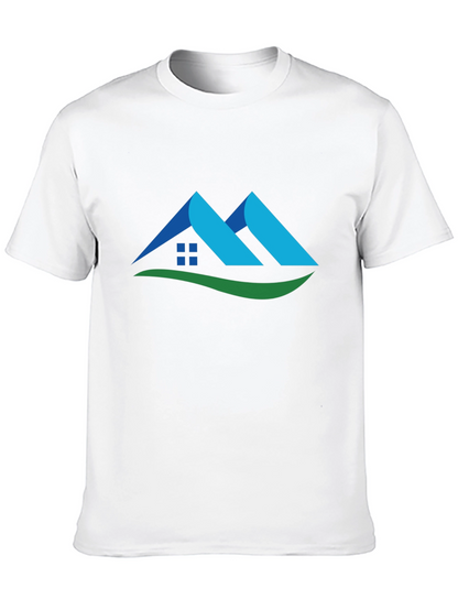 Camiseta Negra con Diseño de Casa Abstracta