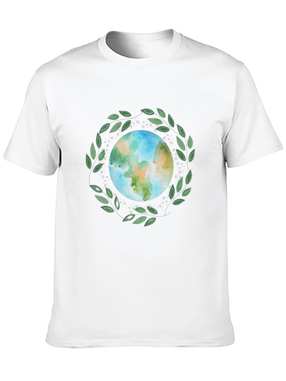 Camiseta Negra con Diseño de Planeta Tierra Ecológico