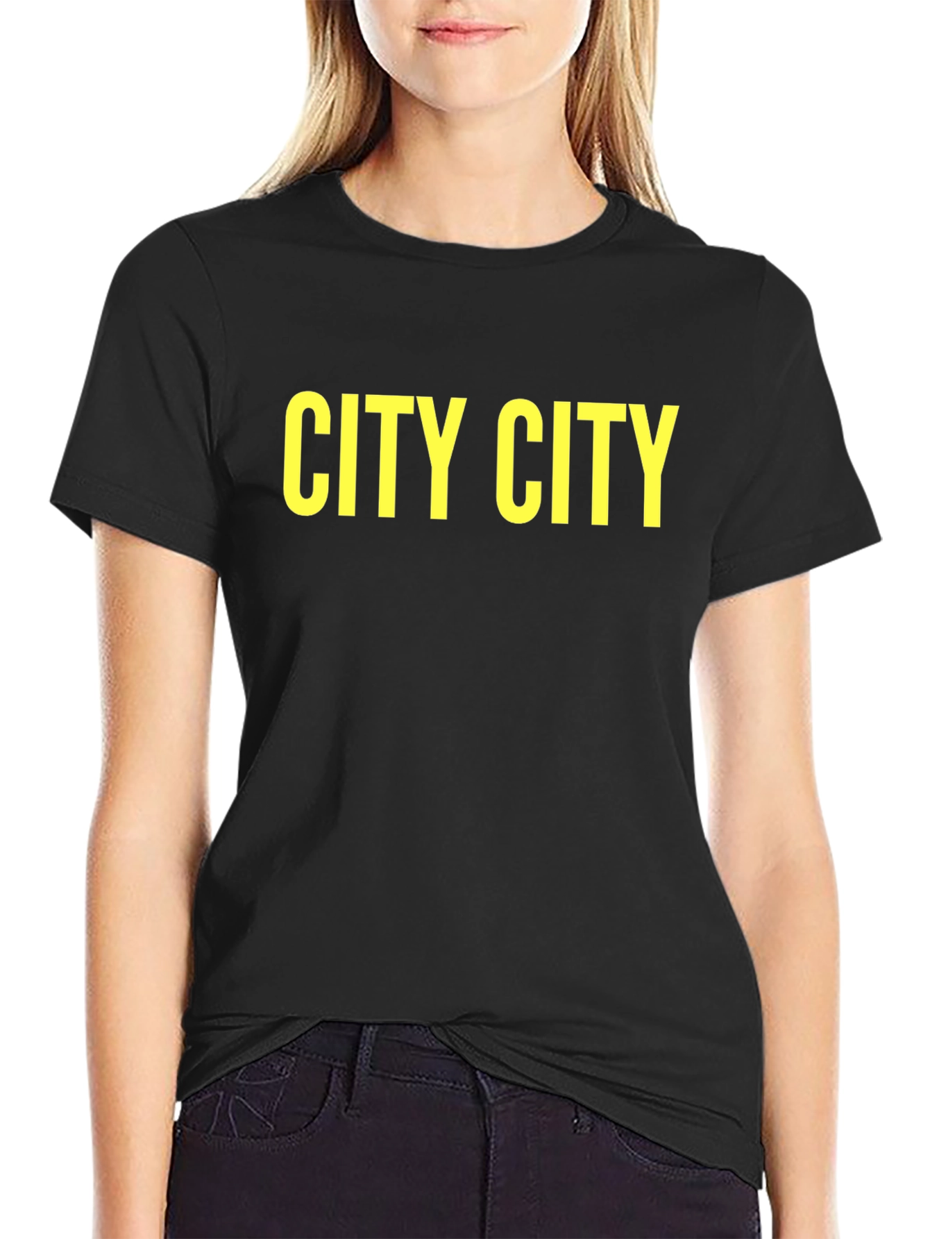 Camiseta Negra City City Hombre Algodón Casual