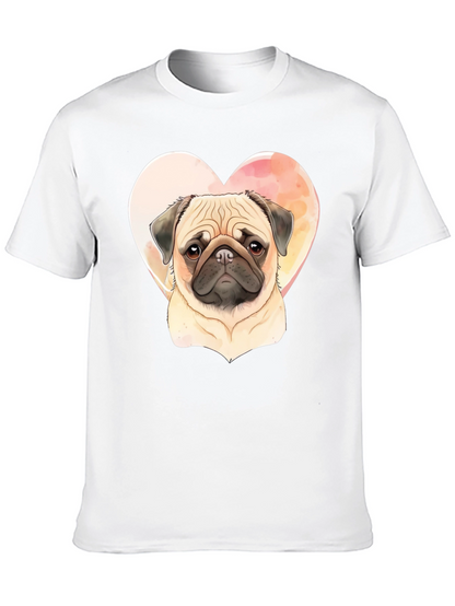 Camiseta Negra con Diseño de Pug Enamorado