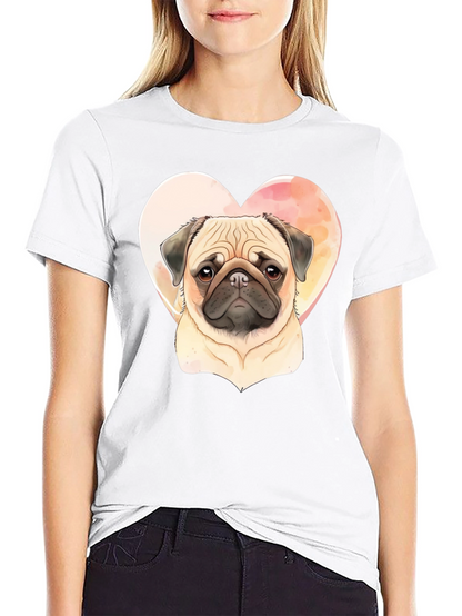 Camiseta Negra con Diseño de Pug Enamorado