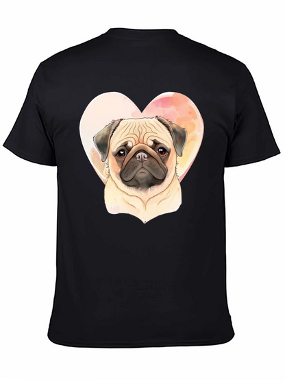 Camiseta Negra con Diseño de Pug Enamorado