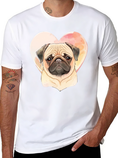 Camiseta Negra con Diseño de Pug Enamorado
