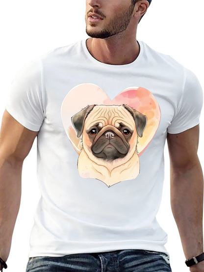 Camiseta Negra con Diseño de Pug Enamorado