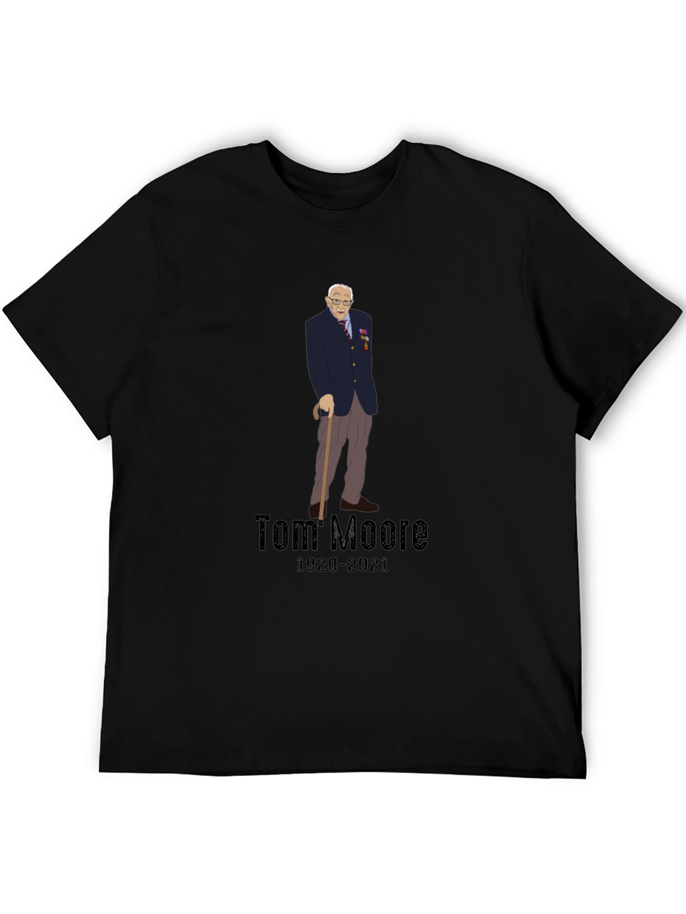 Camiseta Negra Conmemorativa de Tom Moore 1920-2021