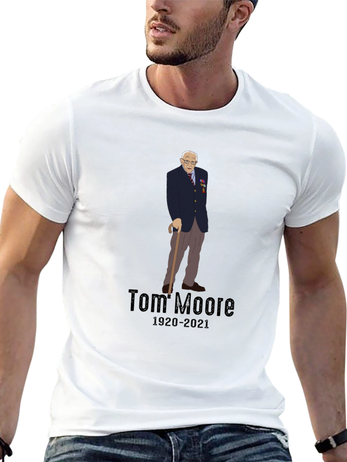 Camiseta Negra Conmemorativa de Tom Moore 1920-2021