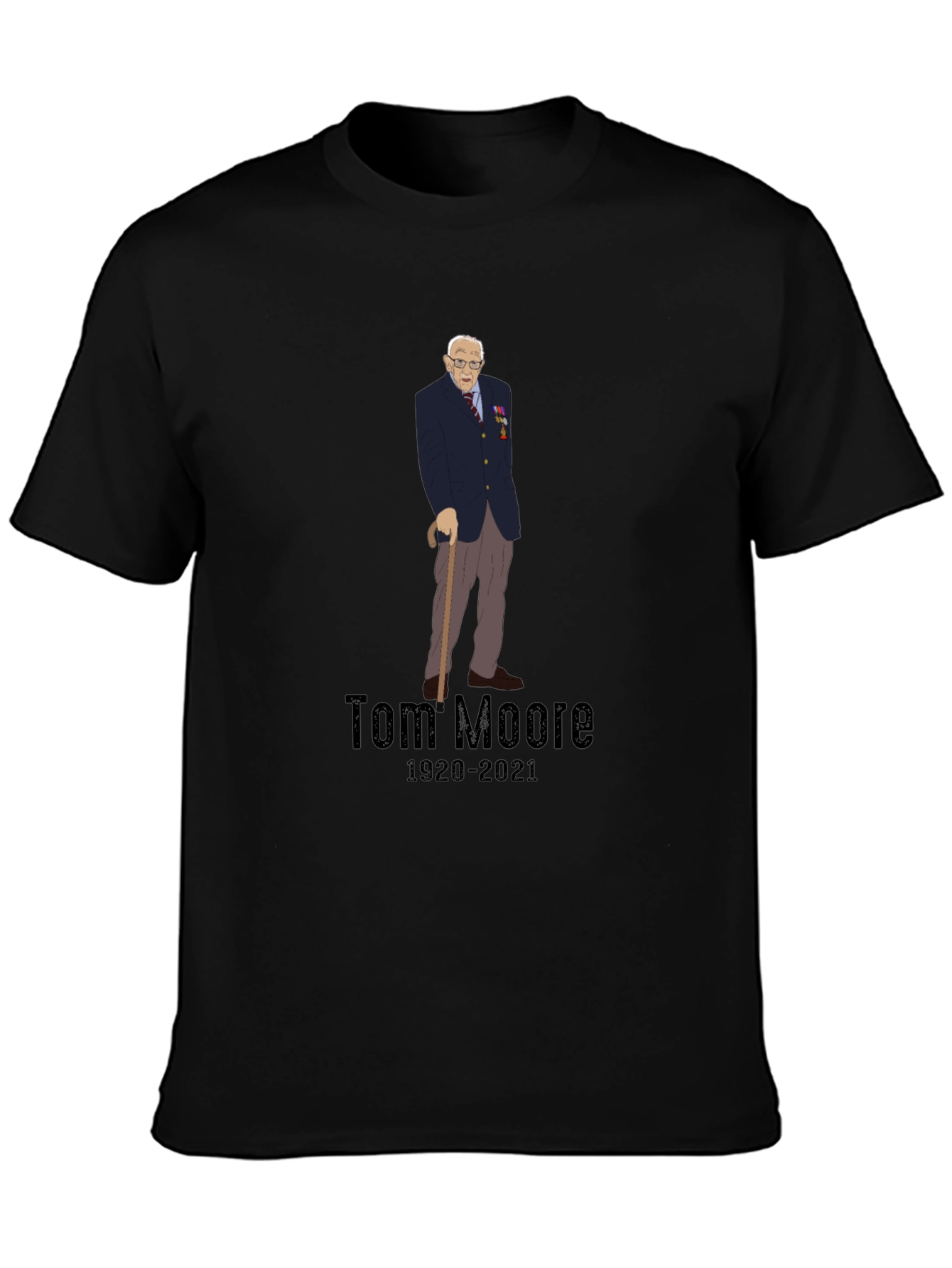 Camiseta Negra Conmemorativa de Tom Moore 1920-2021