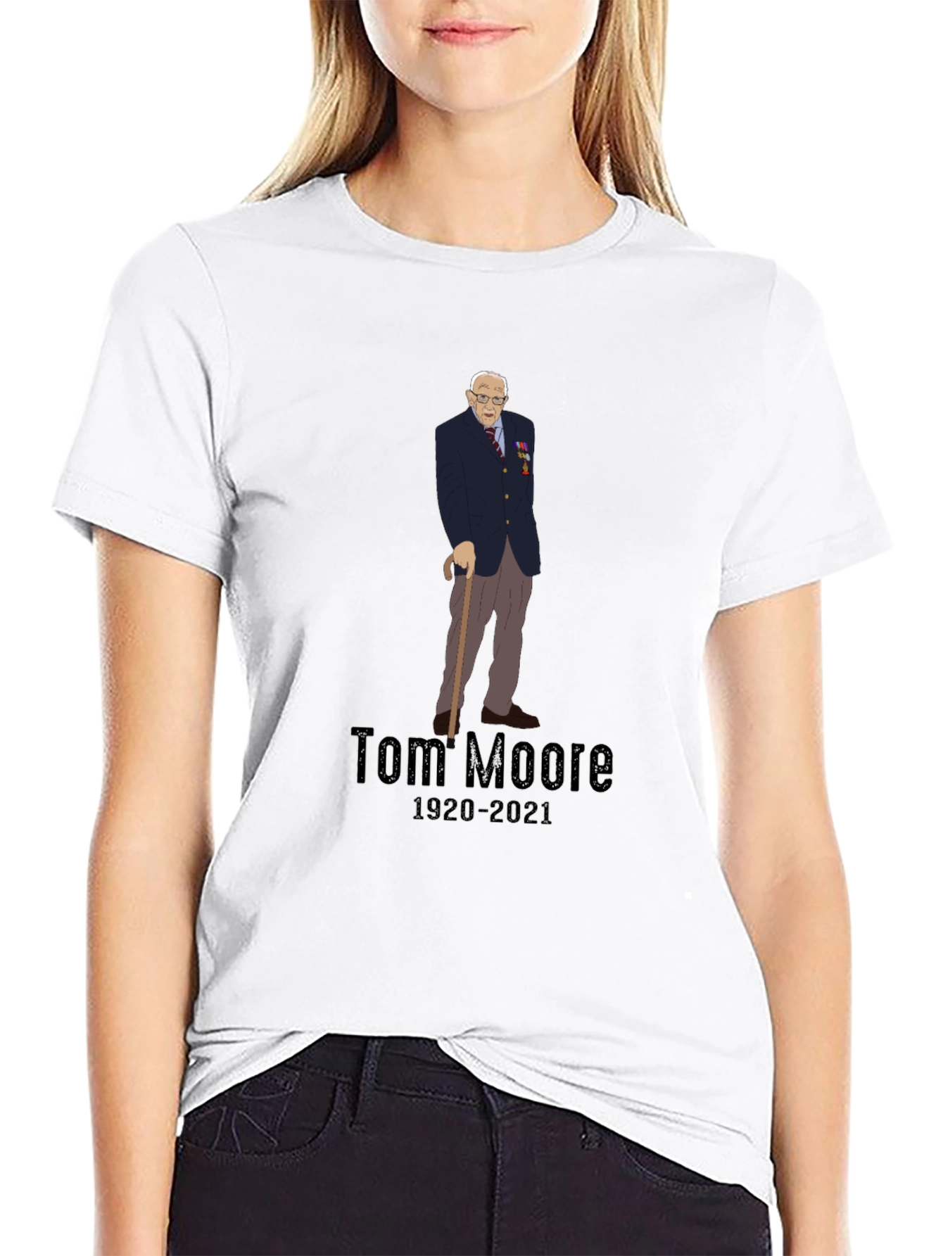 Camiseta Negra Conmemorativa de Tom Moore 1920-2021