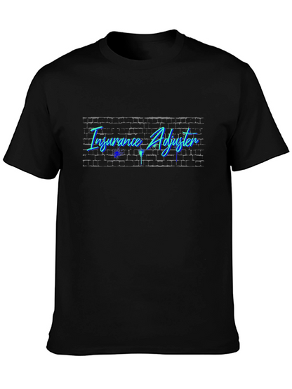 Camiseta Negra Ajustador de Seguros Diseño Neón