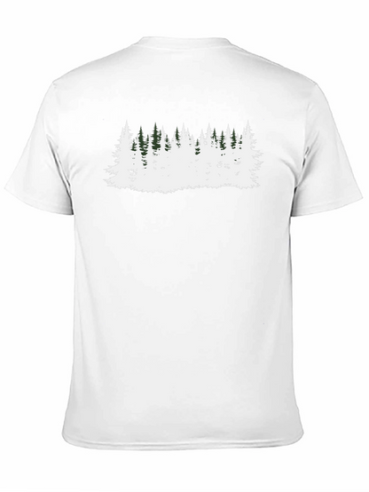 Camiseta Negra con Diseño de Bosque Invernal