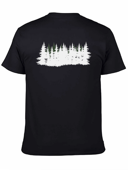 Camiseta Negra con Diseño de Bosque Invernal