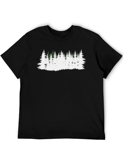 Camiseta Negra con Diseño de Bosque Invernal