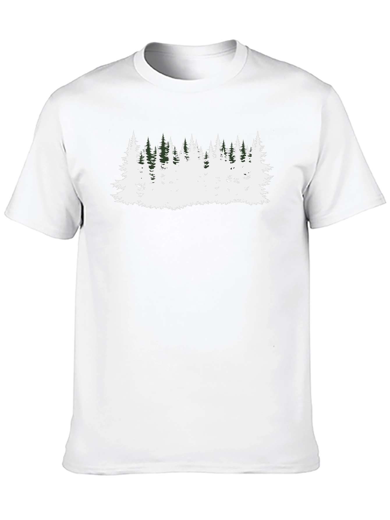 Camiseta Negra con Diseño de Bosque Invernal