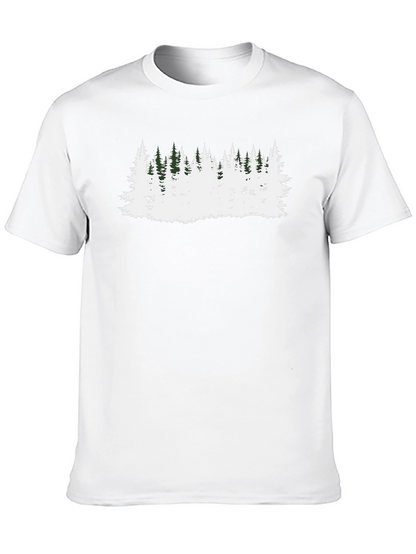 Camiseta Negra con Diseño de Bosque Invernal