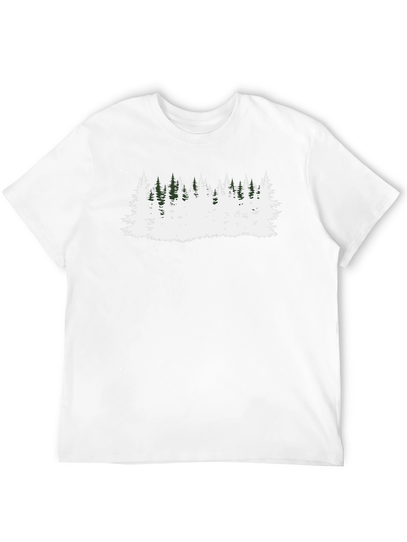 Camiseta Negra con Diseño de Bosque Invernal