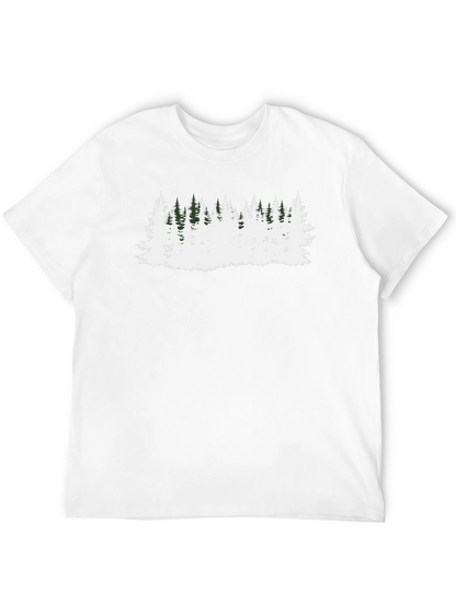 Camiseta Negra con Diseño de Bosque Invernal