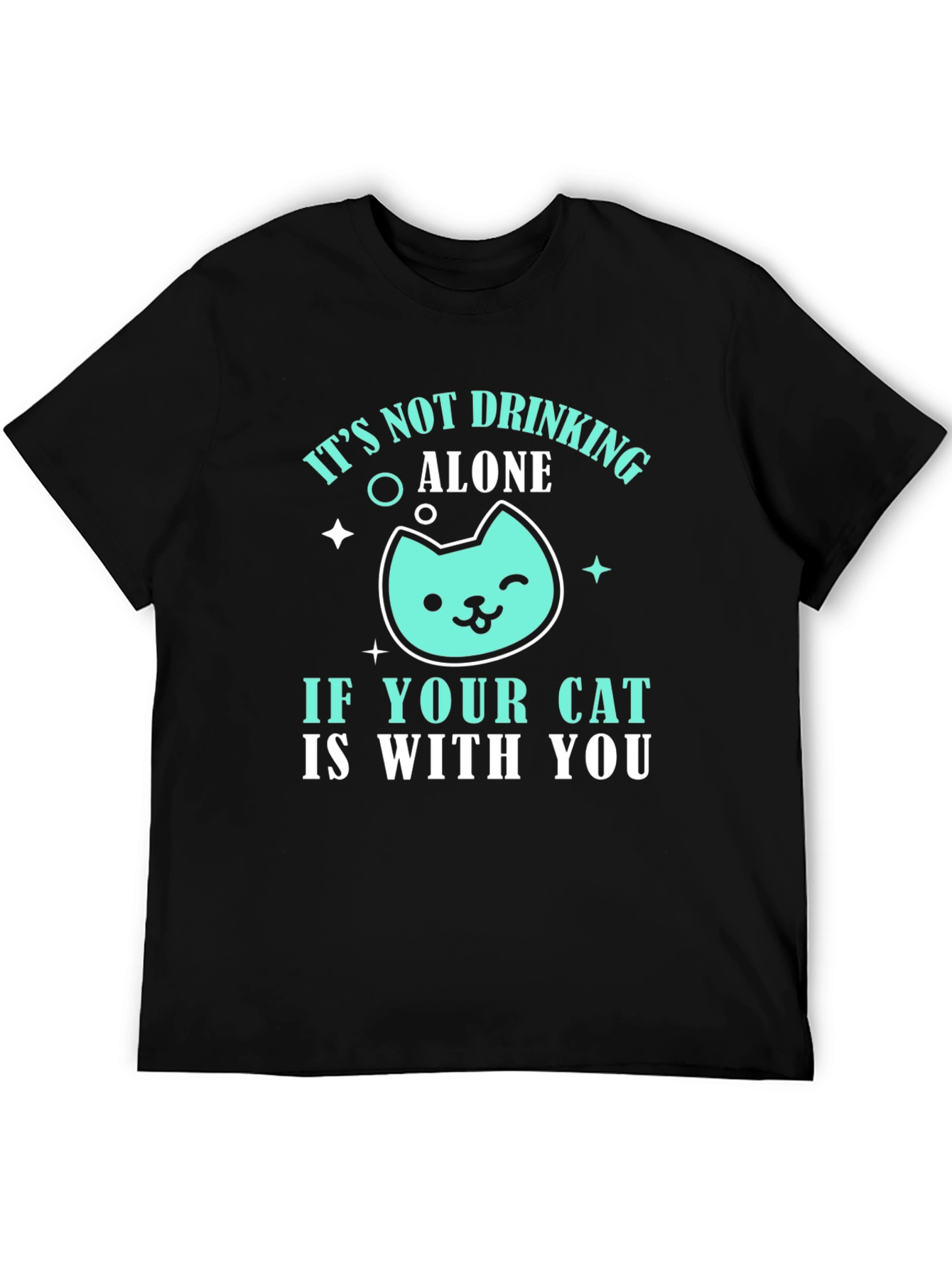Camiseta Negra Bebiendo con tu Gato