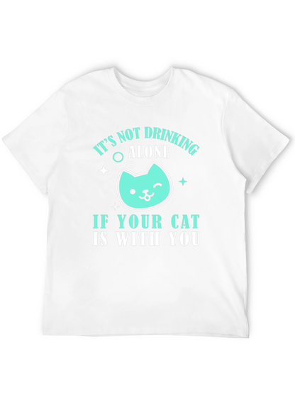 Camiseta Negra Bebiendo con tu Gato