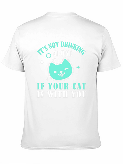 Camiseta Negra Bebiendo con tu Gato