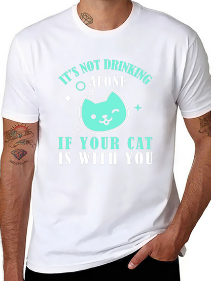 Camiseta Negra Bebiendo con tu Gato