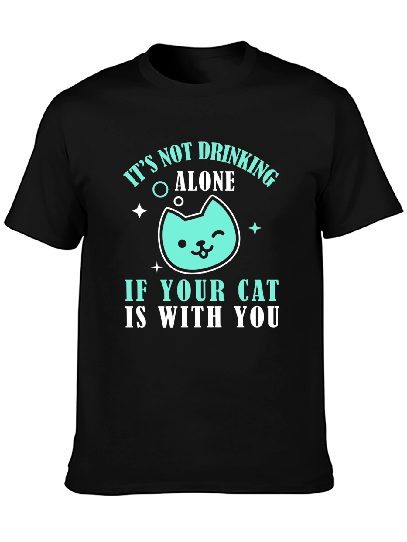 Camiseta Negra Bebiendo con tu Gato