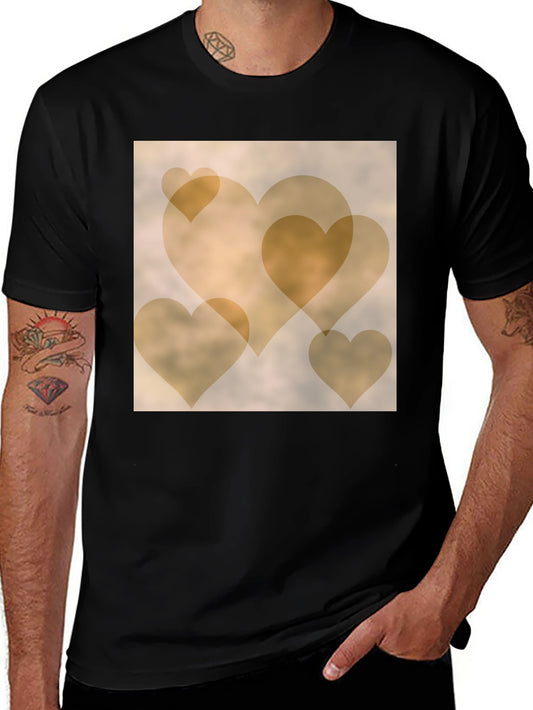 Camiseta Negra con Diseño de Corazones Vintage