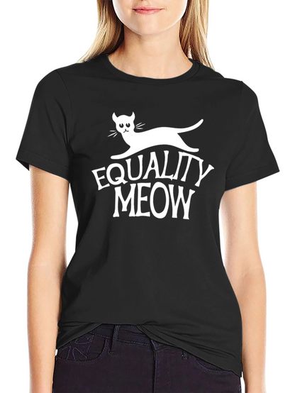 Camiseta Negra con Diseño Equality Meow