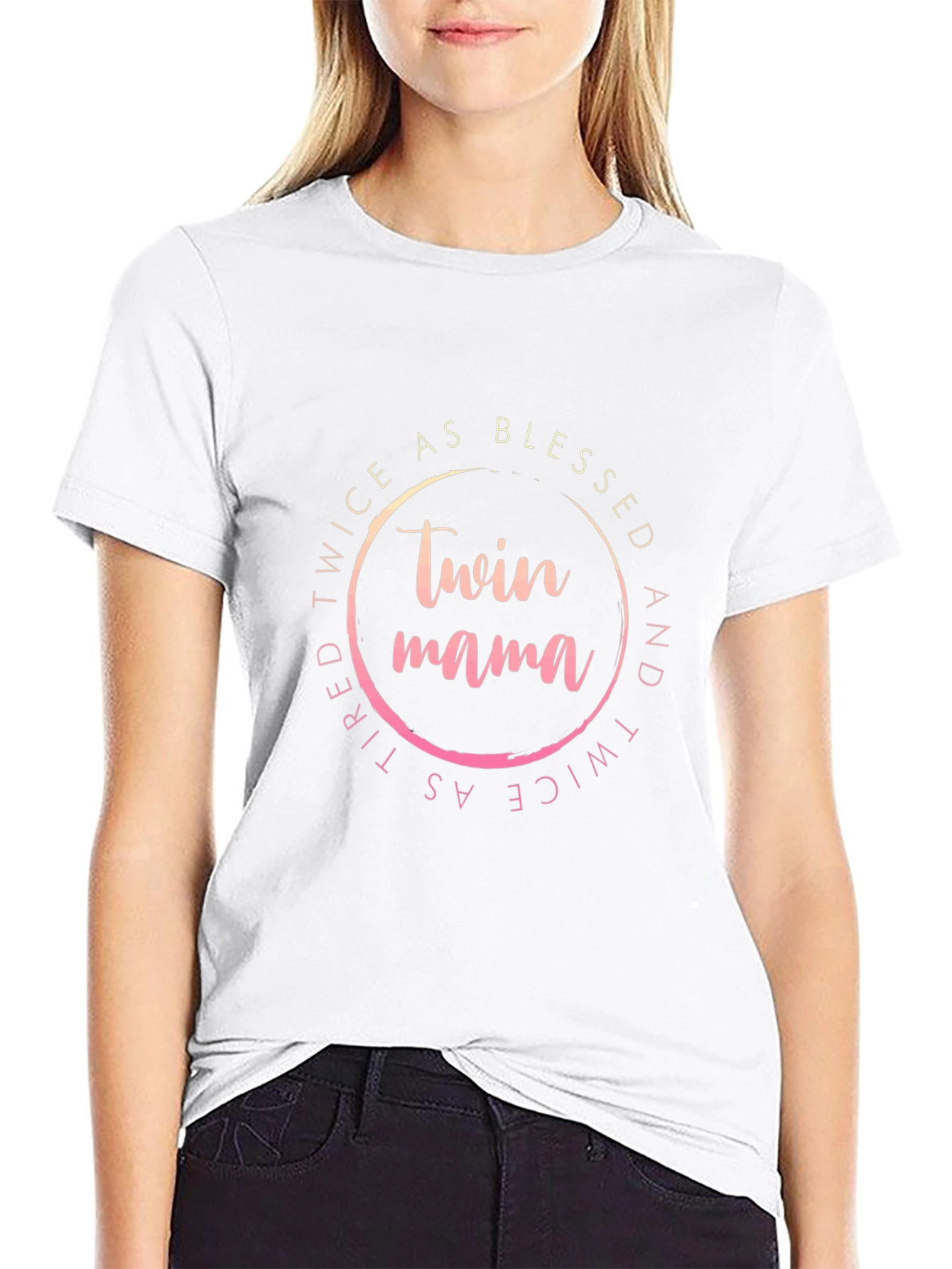 Camiseta Negra Twin Mama: Doblemente Bendecida