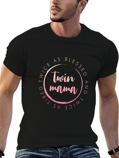 Camiseta Negra Twin Mama: Doblemente Bendecida