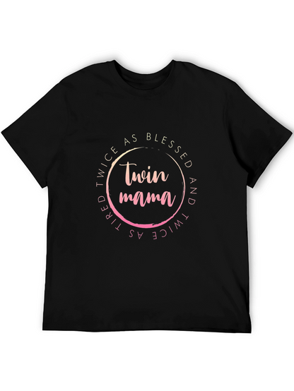Camiseta Negra Twin Mama: Doblemente Bendecida
