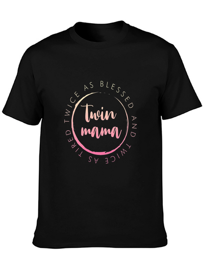 Camiseta Negra Twin Mama: Doblemente Bendecida