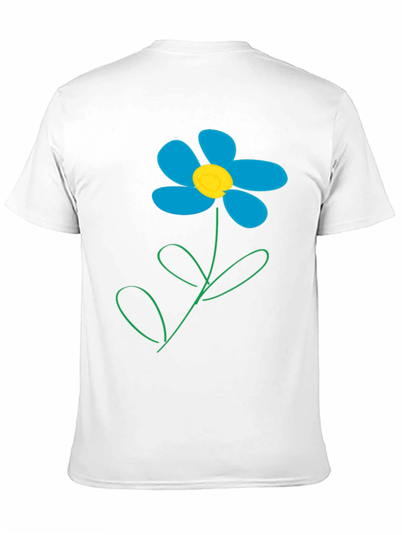 Camiseta Negra con Diseño de Flor Azul