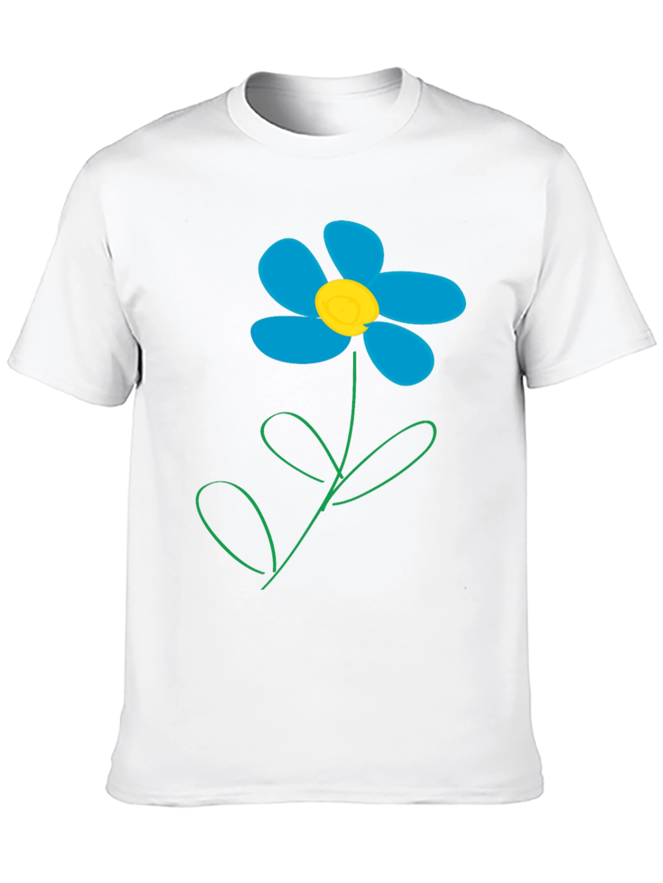 Camiseta Negra con Diseño de Flor Azul