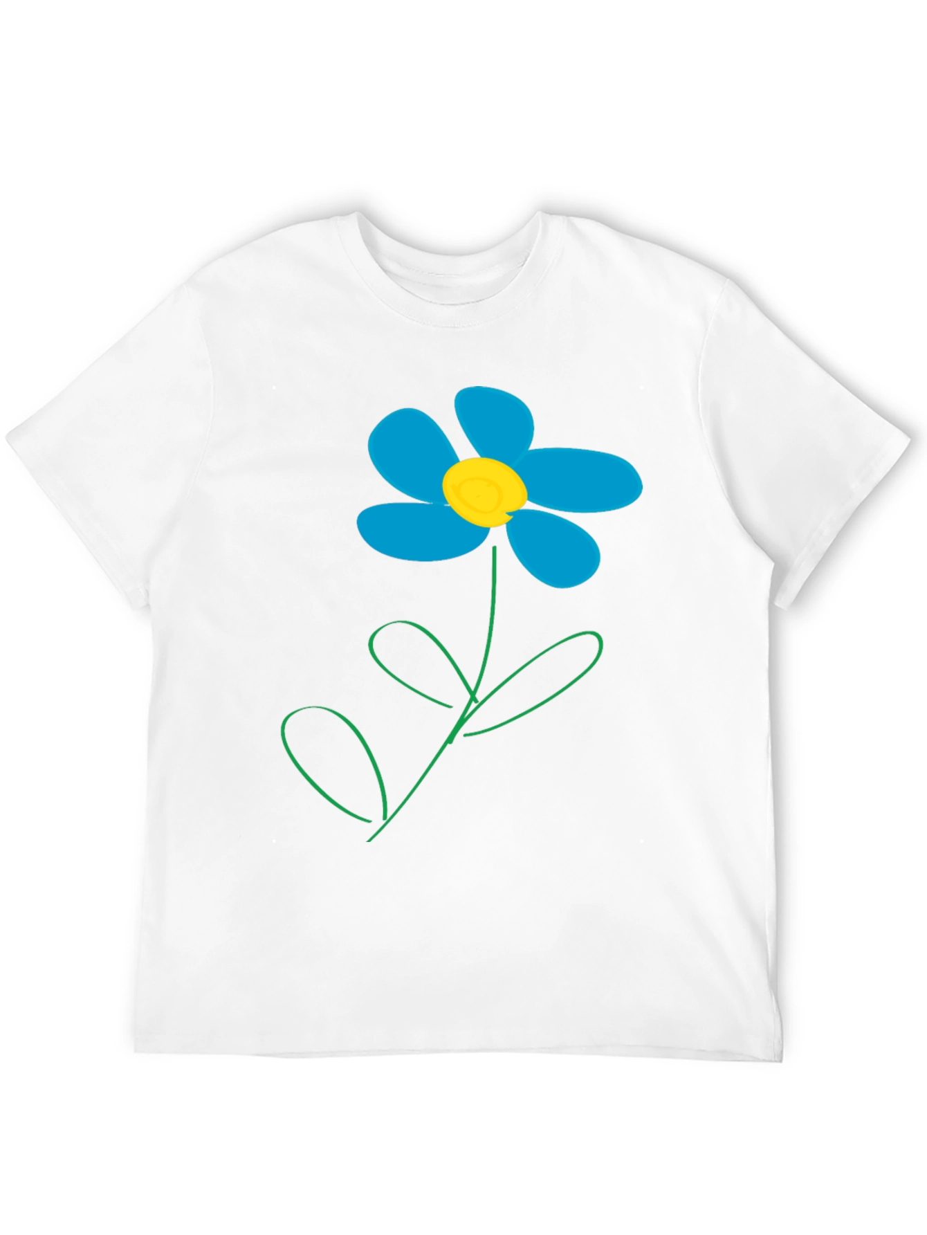 Camiseta Negra con Diseño de Flor Azul