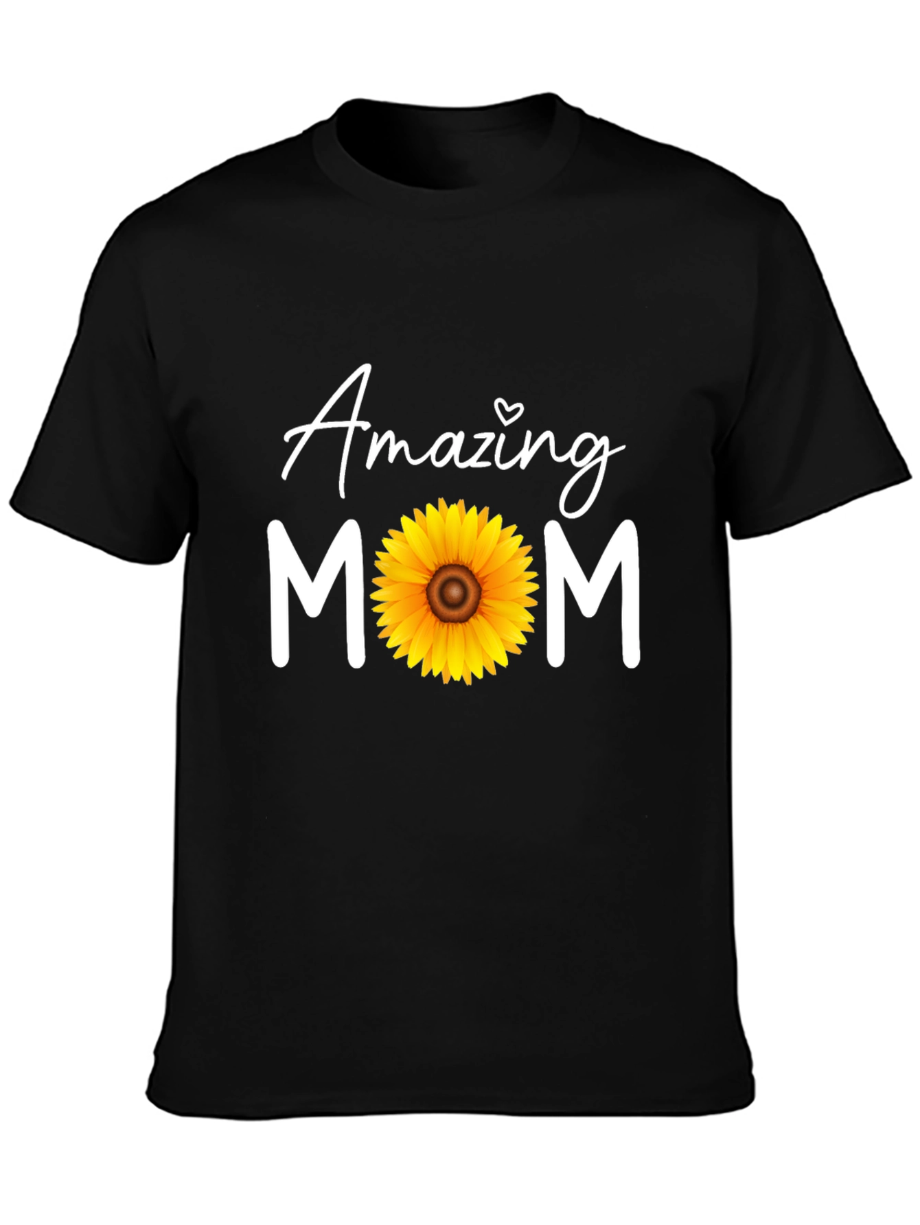 Camiseta Negra Amazing Mom con Girasol