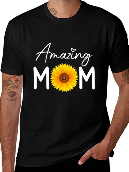 Camiseta Negra Amazing Mom con Girasol