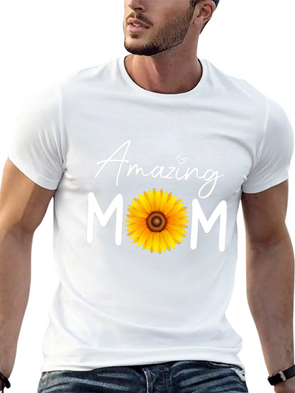 Camiseta Negra Amazing Mom con Girasol