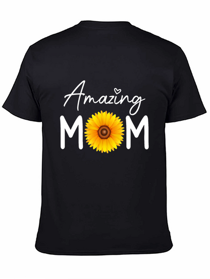 Camiseta Negra Amazing Mom con Girasol