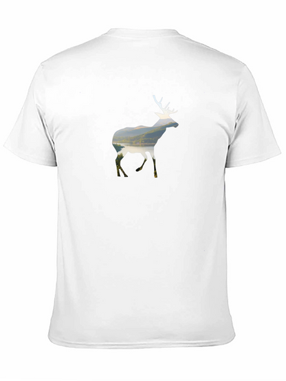 Camiseta Negra con Diseño de Ciervo Paisajístico