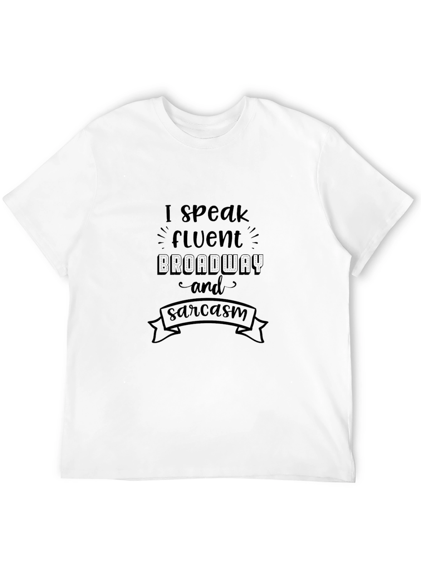 Camiseta Negra Hablo Broadway y Sarcasmo Casual