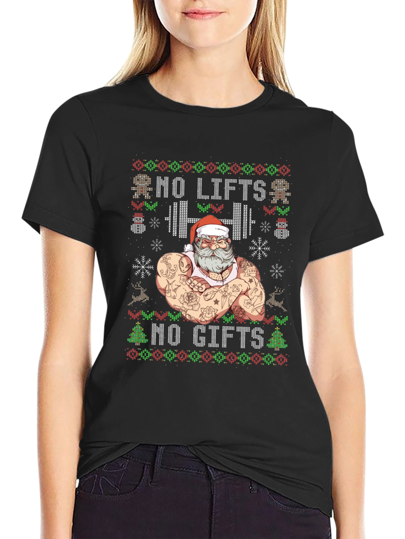 Camiseta Navideña Musculosa No Lifts No Gifts