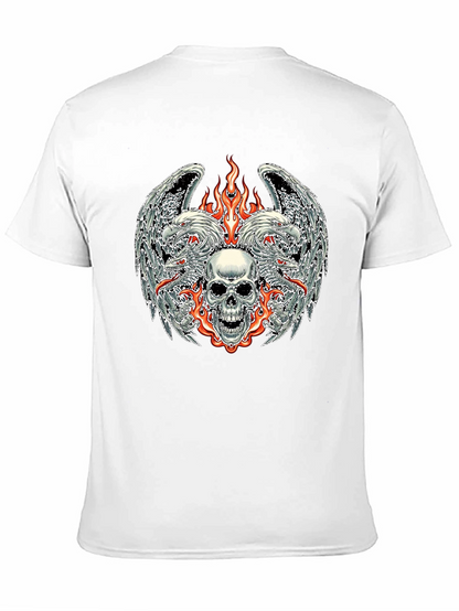 Camiseta Negra con Diseño de Calavera y Fuego
