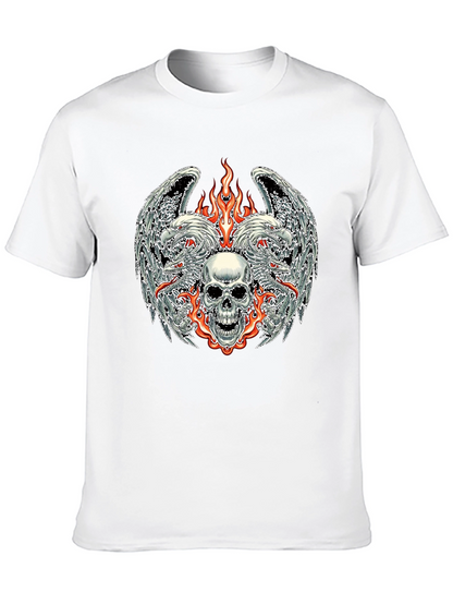 Camiseta Negra con Diseño de Calavera y Fuego