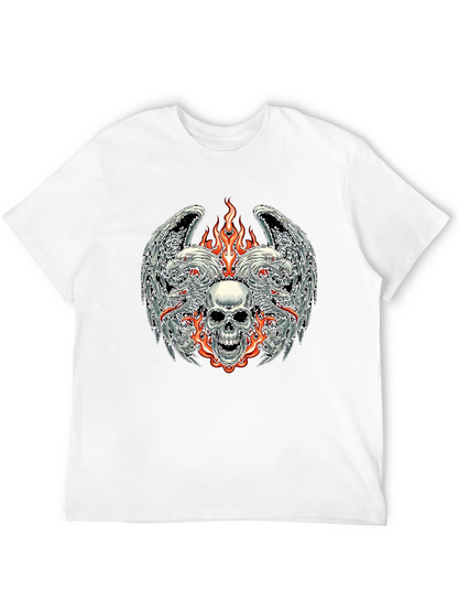 Camiseta Negra con Diseño de Calavera y Fuego