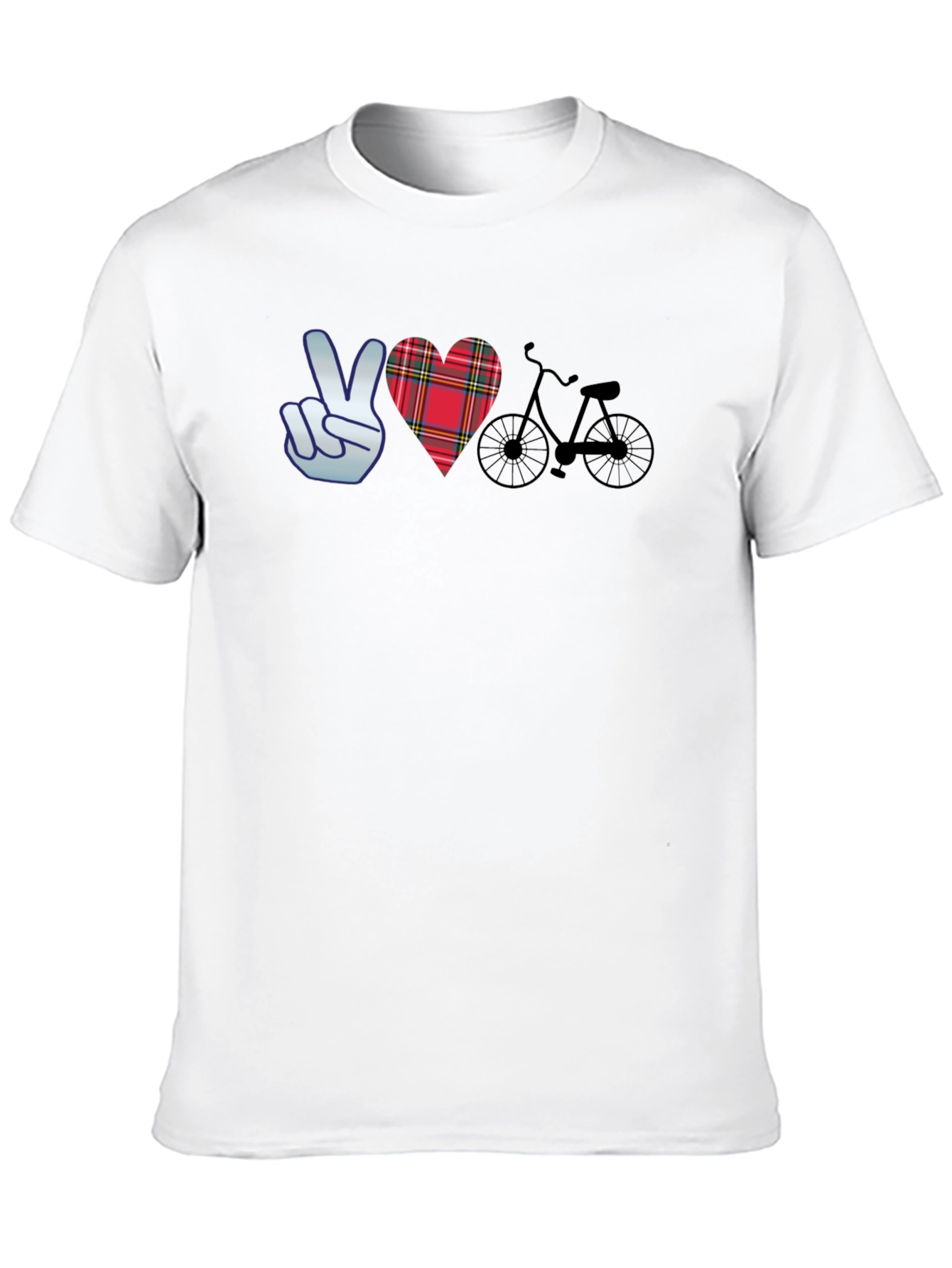 Camiseta Negra con Diseño Paz Amor y Bicicleta