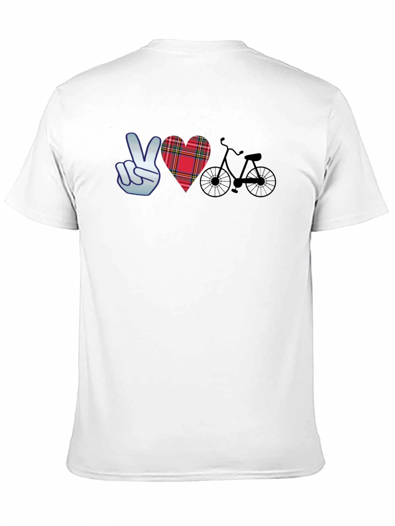 Camiseta Negra con Diseño Paz Amor y Bicicleta