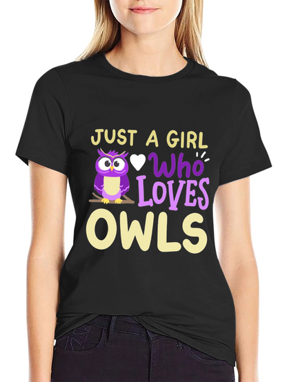 Camiseta Negra Amo los Búhos para Mujer