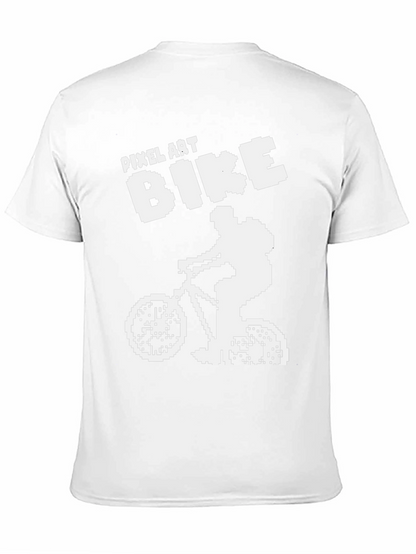 Camiseta Negra Ciclismo Pixel Art para Hombre